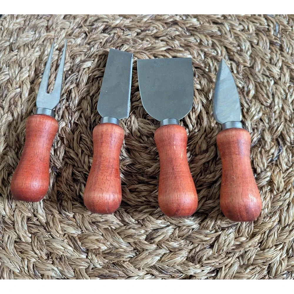Stainless Steel Cheese Knife Set With‎ Wooden Handles (4)